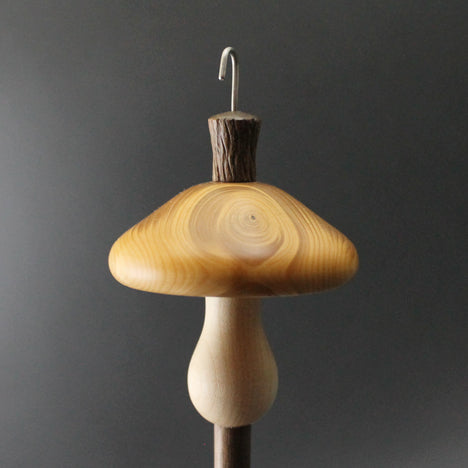 Drop spindle in yew, maple, and walnut