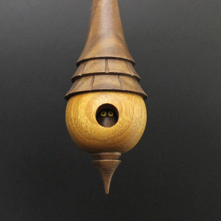 Birdhouse spindle in canarywood and walnut
