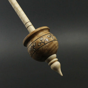 Cauldron spindle in maple burl and curly maple