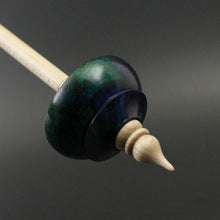 Load image into Gallery viewer, Tibetan style spindle in hand dyed maple burl and curly maple