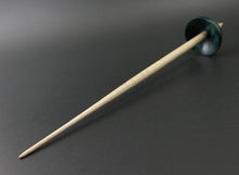 Load image into Gallery viewer, Tibetan style spindle in hand dyed maple burl and curly maple
