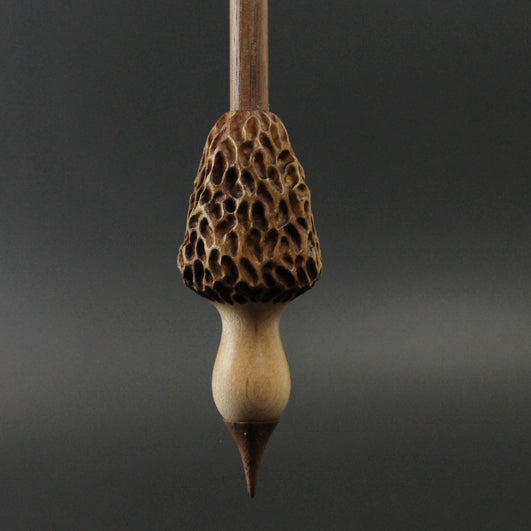 Mushroom support spindle in maple and walnut