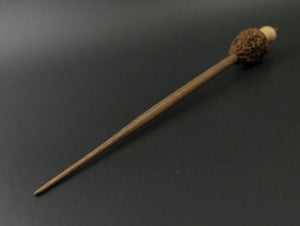 Mushroom support spindle in maple and walnut