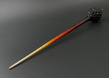 Load image into Gallery viewer, Dragon egg bead spindle in Indian ebony and hand dyed curly maple