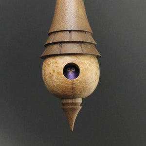 Birdhouse spindle in maple burl and walnut