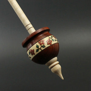 Cauldron spindle in padauk, holly, and curly maple