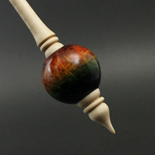 Load image into Gallery viewer, Bead spindle in hand dyed maple burl and curly maple