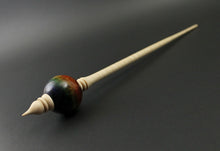 Load image into Gallery viewer, Bead spindle in hand dyed maple burl and curly maple