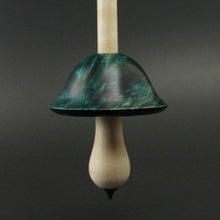 Load image into Gallery viewer, Mushroom support spindle in hand dyed maple burl and curly maple