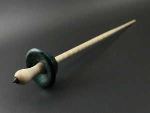 Mushroom support spindle in hand dyed maple burl and curly maple