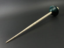 Load image into Gallery viewer, Mushroom support spindle in hand dyed maple burl and curly maple