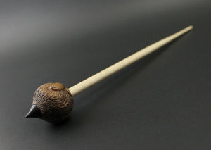 Sheep support spindle in walnut and curly maple (<font color="red"<b>RESERVED</b></font> for Mary)