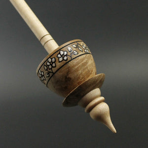 Teacup spindle in maple burl and curly maple