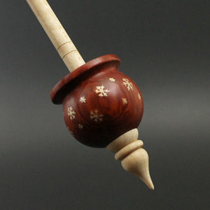Cauldron spindle in redheart and curly maple