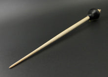 Load image into Gallery viewer, Penguin bead spindle in Indian ebony, holly, and curly maple