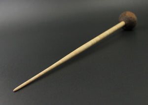 Sheep support spindle in walnut and curly maple