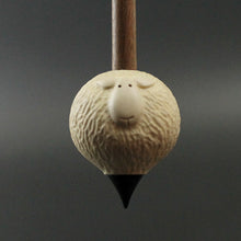 Load image into Gallery viewer, Sheep support spindle in holly and walnut (&lt;font color=&quot;red&quot;&lt;b&gt;RESERVED&lt;/b&gt;&lt;/font&gt; for Jennifer)