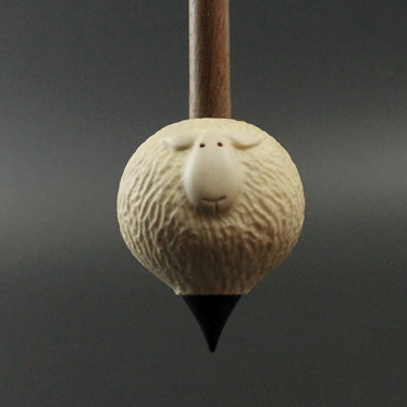 Sheep support spindle in holly and walnut (<font color=