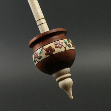 Cauldron spindle in padauk and curly maple