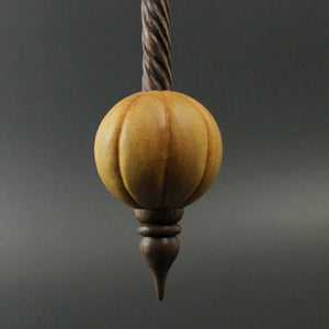 Pumpkin bead spindle in osage orange and walnut