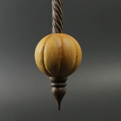 Pumpkin bead spindle in osage orange and walnut