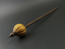 Load image into Gallery viewer, Pumpkin bead spindle in osage orange and walnut