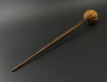 Load image into Gallery viewer, Pumpkin bead spindle in osage orange and walnut