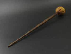 Pumpkin bead spindle in osage orange and walnut