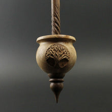 Load image into Gallery viewer, Cauldron spindle in maple burl and walnut (&lt;font color=&quot;red&quot;&lt;b&gt;RESERVED&lt;/b&gt;&lt;/font&gt; for Victoria)