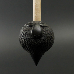 Sheep support spindle in Indian ebony and curly maple (<font color="red"<b>RESERVED</b></font> for Katrin)