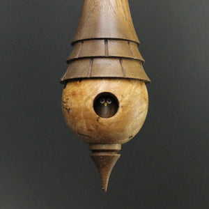 Birdhouse spindle in maple burl and walnut (<font color="red"<b>RESERVED</b></font> for Sara)