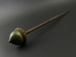 Acorn support spindle in hand dyed curly maple and walnut