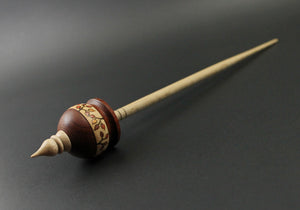 Cauldron spindle in padauk and curly maple