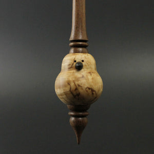Bird bead spindle in Karelian birch and walnut