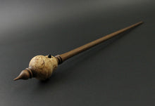 Load image into Gallery viewer, Bird bead spindle in Karelian birch and walnut