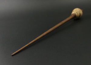 Bird bead spindle in Karelian birch and walnut