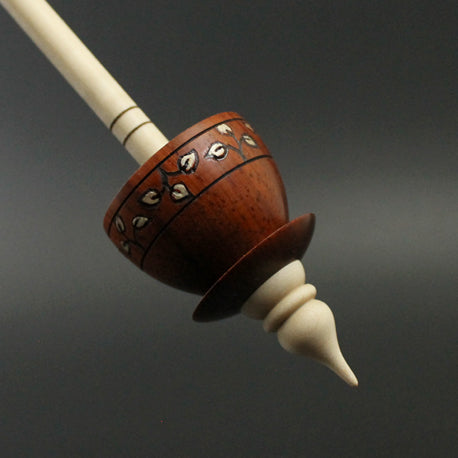 Teacup spindle in padauk and curly maple