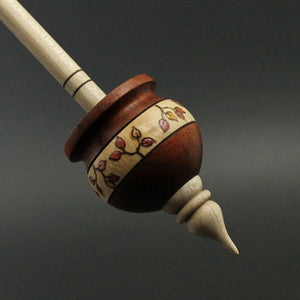 Cauldron spindle in padauk and curly maple