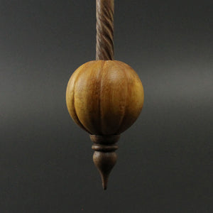 Pumpkin bead spindle in osage orange and walnut