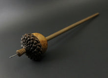 Load image into Gallery viewer, Acorn drop spindle in hand dyed maple burl and walnut