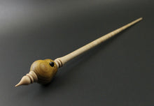 Load image into Gallery viewer, Bird bead spindle in canarywood and curly maple (&lt;font color=&quot;red&quot;&lt;b&gt;RESERVED&lt;/b&gt;&lt;/font&gt; for Laurel)