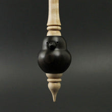 Load image into Gallery viewer, Bird bead spindle in Indian ebony and curly maple