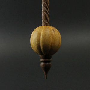 Pumpkin bead spindle in osage orange and walnut