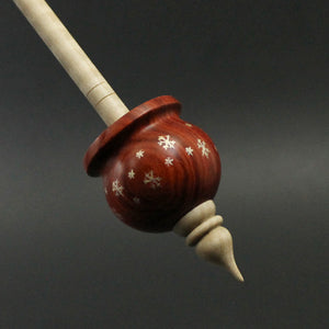 Cauldron spindle in redheart and curly maple
