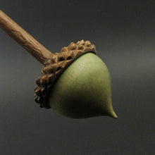 Load image into Gallery viewer, Acorn support spindle in hand dyed maple and walnut