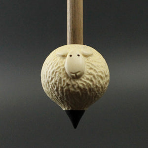 Sheep support spindle in holly and walnut (<font color="red"<b>RESERVED</b></font> for Dana)