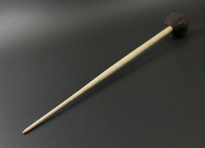 Sheep support spindle in walnut and curly maple