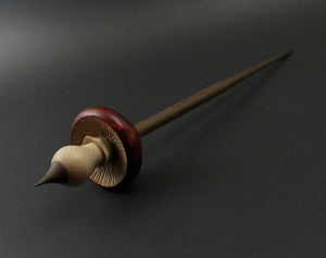 Mushroom support spindle in hand dyed maple burl and walnut