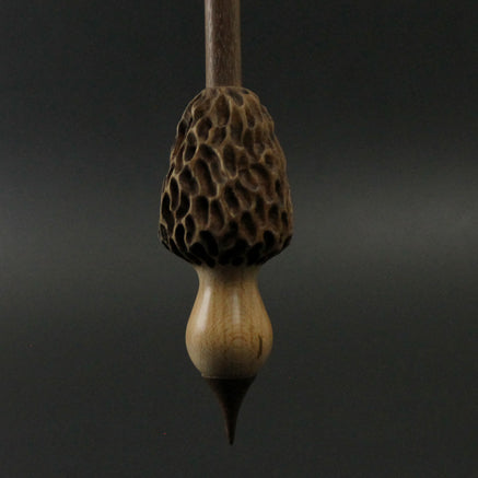 Morel mushroom support spindle in maple and walnut