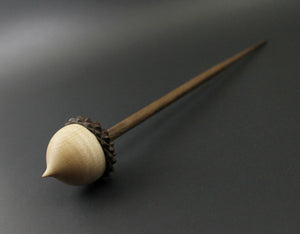 Acorn support spindle in curly maple and walnut